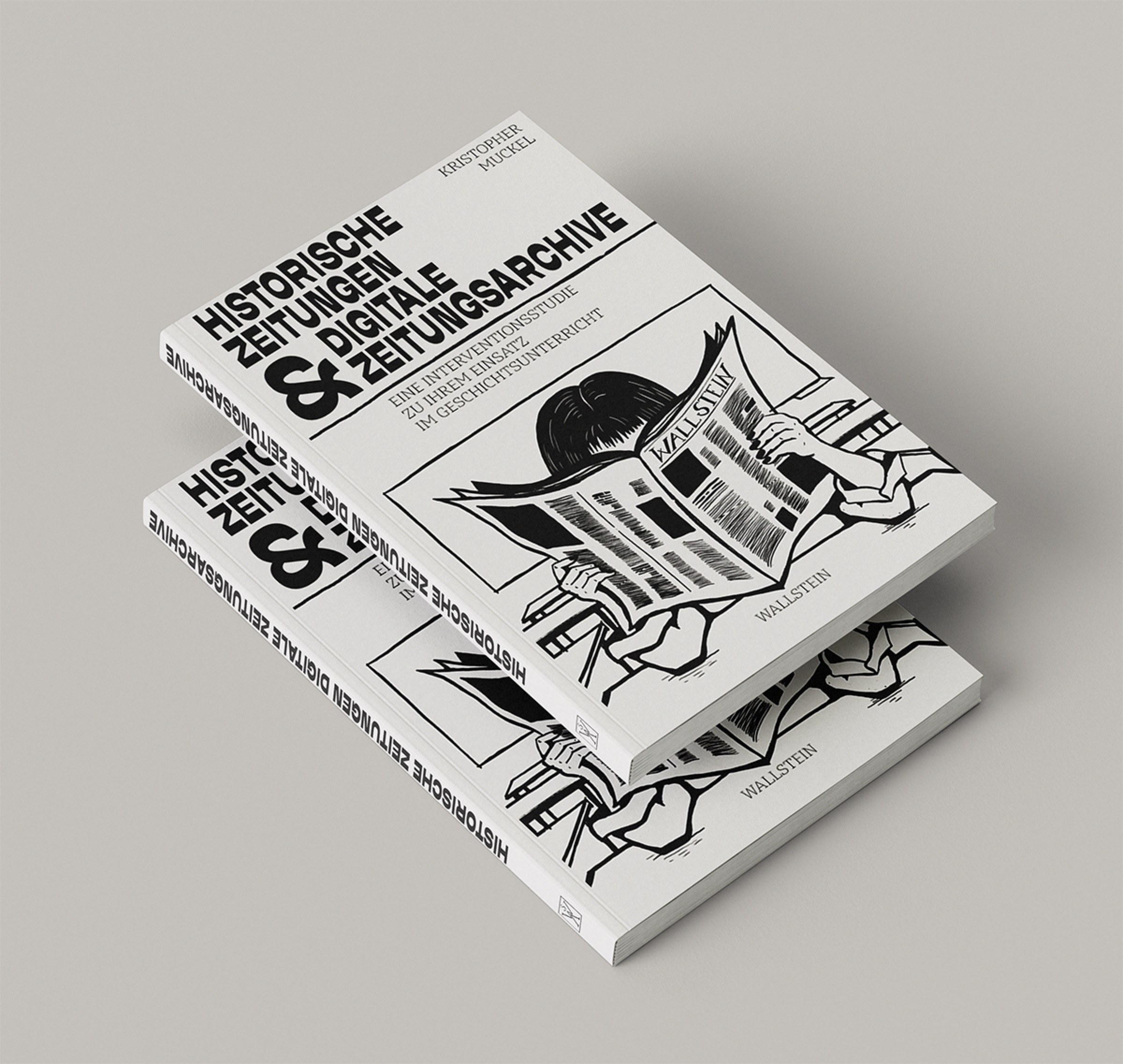 Schwarz Weiß Illustration für ein Buch über historische Zeitungen im Schulunterricht